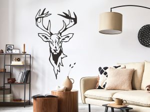 برچسب دیواری سر گوزن برای اتاق نشیمن