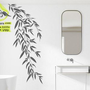 طرح برچسب شاخه آویزان روی دیوار حمام و سرویس بهداشتی