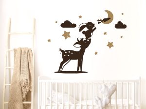 استیکر اتاق کودک خرگوش و آهو ماه و ستاره
