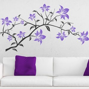 برچسب استیکر دیواری طرح فانتزی شاخه شکوفه برای پشت مبل یا کنار مبل پذیرای یا هال