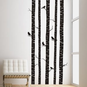 استیکر دیواری تنه درخت با پرندگان