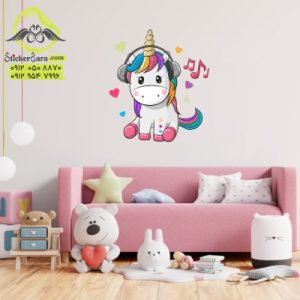 طرح دیواری برچسب استیکر اسب تک شاخ یونیکورن جذاب برای برچسب اتاق کودک