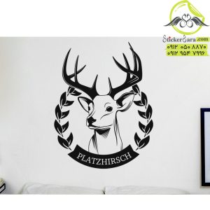 برچسب دیواری آهو با تاج گل