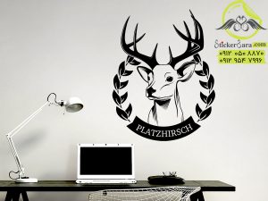 برچسب دیواری آهو با تاج گل