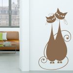 برچسب دیواری زوج گربه عاشق