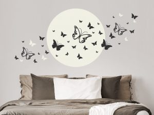 برچسب دیواری ماه با پروانه ها