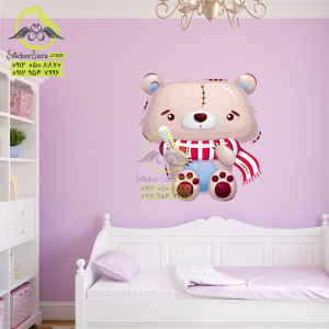 طرح استیکر اتاق کودک خرس و تب سنج روی دیوار اتاق بچه در در اصفهان