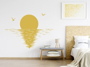 عکس برچسب دیوار طلوع آفتاب عاشقانه برچسب تزئینی دیوار رومانتیک طلوع آفتاب فضایی آرام را در اتاق خواب شما به شیوه ای بی انتها زیبا ایجاد می کند.