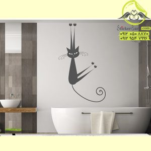 عکس برچسب دیوار گربه آویزان-0