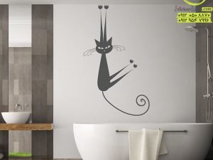 عکس برچسب دیوار گربه آویزان