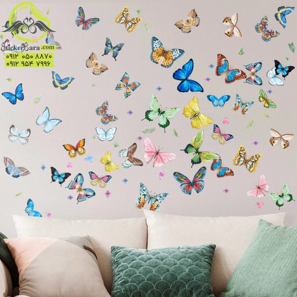 استیکر دیواری پروانه رنگی