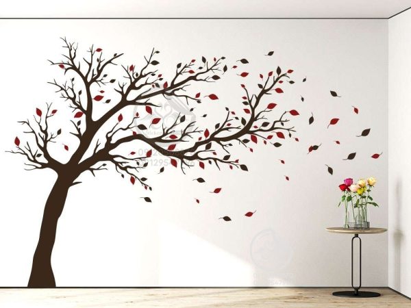 استیکر دیوار گل و درخت