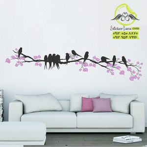 برچسب دیواری شاخه با پرندگان
