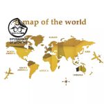 استیکر دیواری نقشه جهان رنگ طلایی و سایز بزرگ