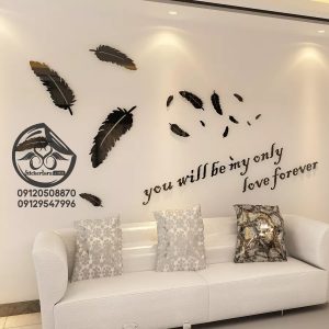 آینه دکوراتیو زیبا پک پر ۲ نصب شده در پذیرایی به رنگ مشکی