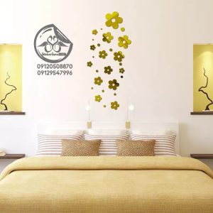 پک شکوفه استیکر آینه نصب شده در اتاق خواب به رنگ طلایی به سلیقه مشتریان.