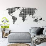 استیکر روی دیوار با برچسب دیوار  نقشه در هنر پیکسلی برای پذیرای یا اتاق خواب