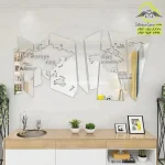 استیکر دیوار برای دفتر یا اتاق نشیمن نقشه جهان بزرگ آینه برچسب دیواری