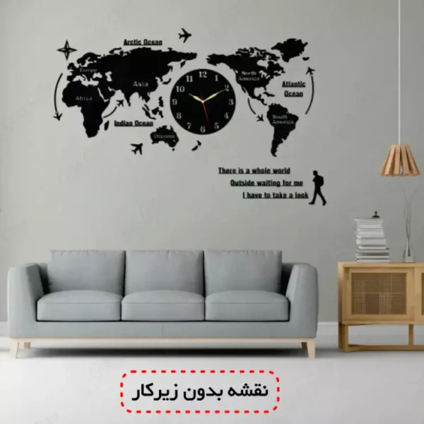 ساعت دیواری نقشه جهان چوبی (بدونه زیرکار) - Image 13