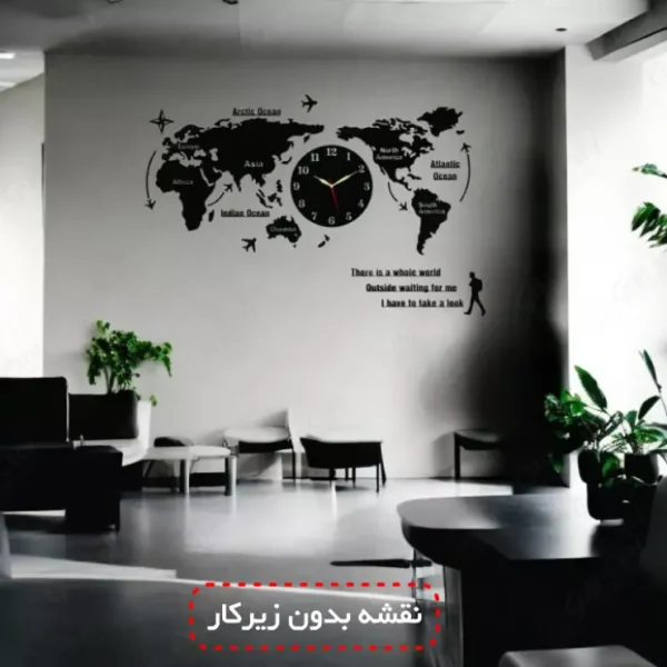ساعت دیواری نقشه جهان چوبی (بدونه زیرکار) - Image 12