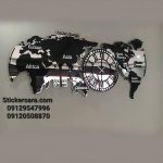 ساعت نقشه جهان مشکی با (زیرکار طلایی و نقره ای) - Image 3