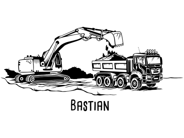 برچسب دیواری محل ساخت و ساز بیل مکانیکی و کامیون - Image 5