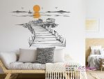 برچسب دیواری غروب خورشید کنار دریا - تصویر 3