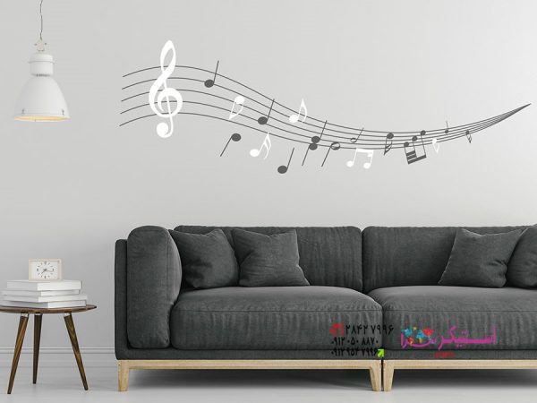 برچسب دیواری نت‌های موسیقی دو رنگ - Image 3