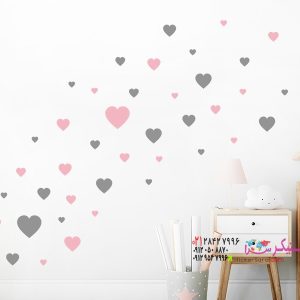 عکس استیکر دیواری طرح قلب کودکان