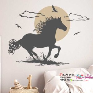 عکس برچسب دیواری اسب وحشی در حال تاخت و تاز