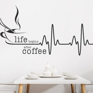 عکس برچسب دیواری زندگی بعد از قهوه آغاز می‌شود