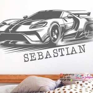 عکس برچسب دیواری ماشین اسپرت با نام دلخواه