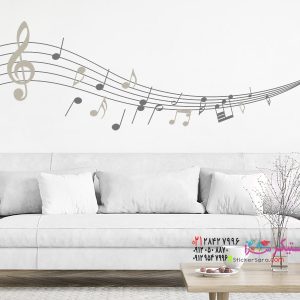 عکس برچسب دیواری نت‌های موسیقی دو رنگ