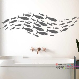 عکس استیکر دیواری دسته ماهی ها