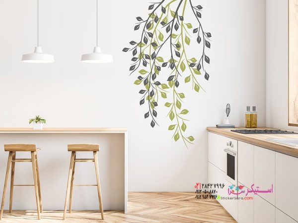 عکس برچسب دیواری شاخه آویز طرح درخت در دو رنگ