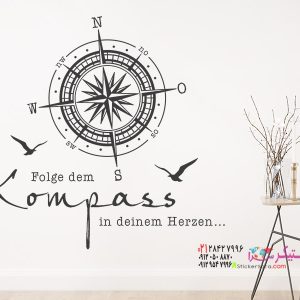 عکس برچسب دیواری قطب نما را دنبال کنید قطب‌نمای قلبت را دنبال کن... طراحی دیواری خلاقانه با عناصر دریایی و ضرب‌المثلی برای ایجاد فضایی دلنشین: برچسب دیواری «قطب‌نما را دنبال کن»