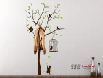 برچسب دیواری کمد لباس با طرح درخت و پرنده - تصویر 4