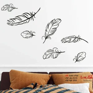 برچسب دیواری طرح پرهای در هوا روی دیوار