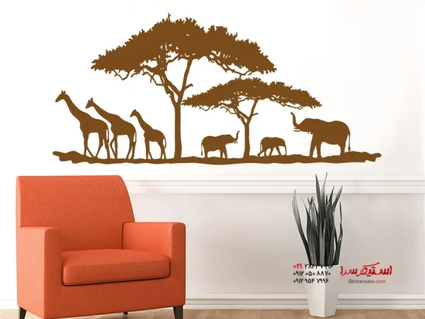 برچسب دیواری ساوانای آفریقایی - تصویر 2