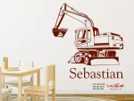 برچسب دیواری بیل مکانیکی با نام دلخواه - Image 3