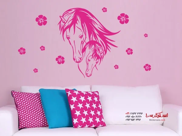 استیکر دیواری اسب با کره اسب - تصویر 2