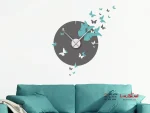 برچسب دیواری: ساعت دو رنگ با پروانه - تصویر 2