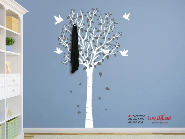 برچسب دیواری کمد لباس طرح جنگل توس - تصویر 2