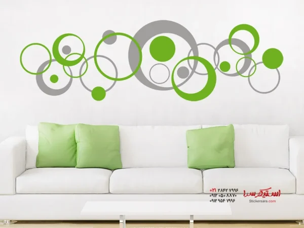 برچسب دیواری دایره‌های رترو دو رنگ - Image 2