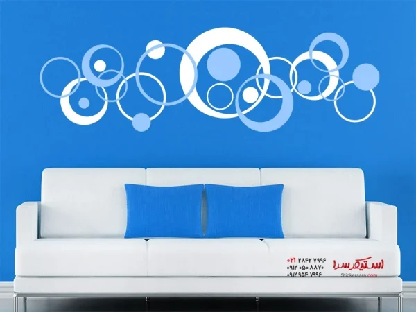 برچسب دیواری دایره‌های رترو دو رنگ - Image 4
