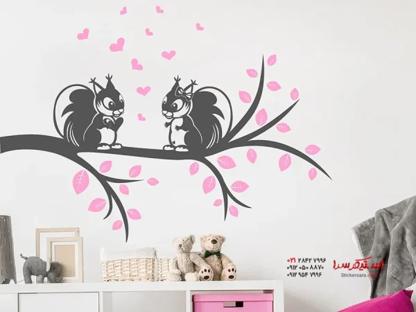 برچسب دیواری: شاخه دو رنگ با طرح سنجاب - Image 2