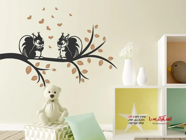 برچسب دیواری: شاخه دو رنگ با طرح سنجاب - Image 3