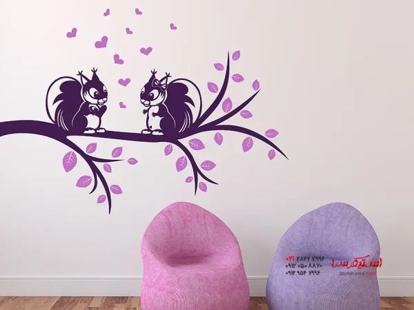 برچسب دیواری: شاخه دو رنگ با طرح سنجاب - Image 4