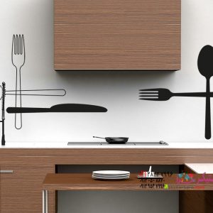 عکس برچسب دیواری کارد و چنگال آشپزخانه