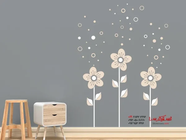 برچسب دیواری طرح گل حباب صابون - Image 2